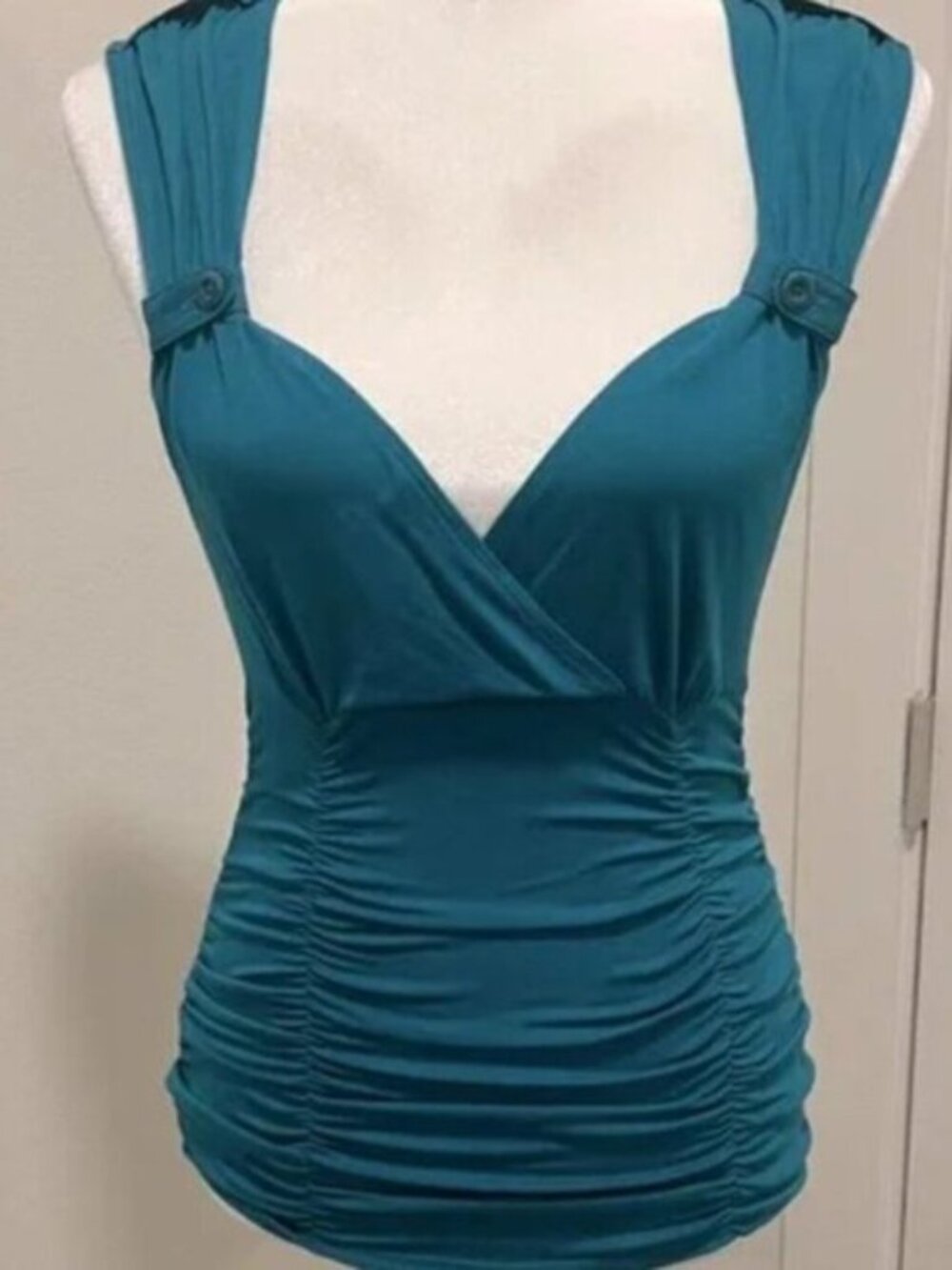 Nanette Lepore Turquoise Ruched Blouse
